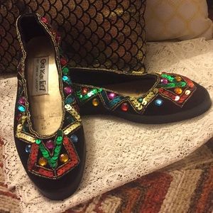Embellished Velour Flats